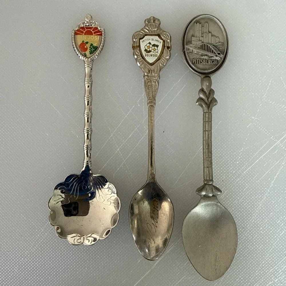 Lot of 13 State/Country Collector Spoons BC, ID, GA, NV, CO, W.VA, MN, PA, CA